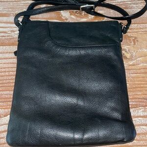Margot Black Leather Crossbody Bag.